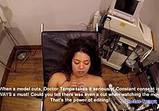 open wide selena perez for dr tampa's deepthroat gag on backstage shower latex choking handjob