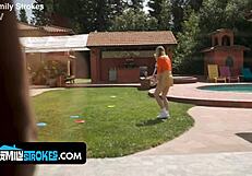 voyeur spies best friends step parents licking pussy in vacation 3some