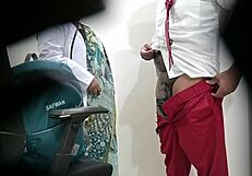 lady doctor examines schoolboys throbbing cock closely