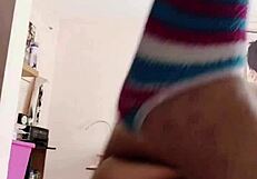 Latina BBW Spreads Fat Hairy Pussy On Bed Masturbating Hard