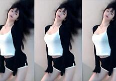 Chinese babe dances sexy on wild coaster