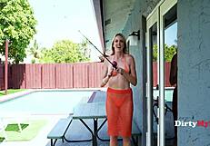blonde's long legs spread for girthy monster cock boning after fishing rod ritual australian huge fuck