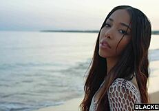 lia's BBC THREESOME with coworkers bends over deep