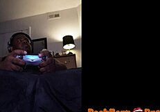 Chubby Gamer Strokes to Explosive Orgasm Close-Up!