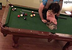 hot milf wife moans on pool table desk heels huge tits rocking stockings orgasm amateur homemade