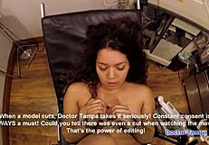 open wide selena perez for dr tampa's deepthroat gag on backstage shower latex choking handjob