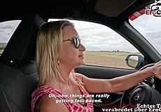 i picked up wild german blonde milf for car flashing fuck