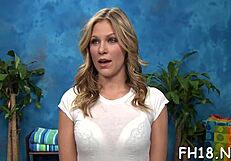 aww this hot teen slut's tight pussy gets oiled nuru massage fucked hard