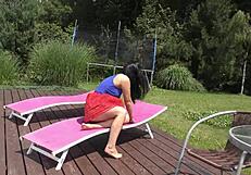 short skirt no panties garden tease fresh air pussy flash