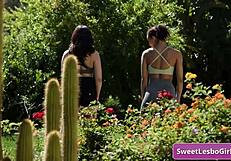 Post-workout ebony teen licks white friend's pussy in hot lesbian makeout?