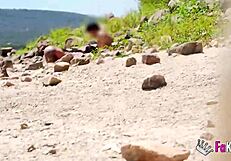 Natalii Quinn hunts cock voyeur style at Madrid reservoir