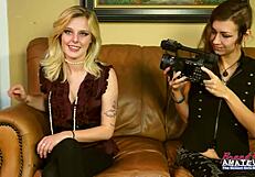 Meredith's Inked Brunette Rimjob Worships Mya Petite Coed's Passionate Ass