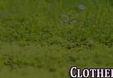 Clothed European Babe Takes Outdoor Monster Cock Cumshot