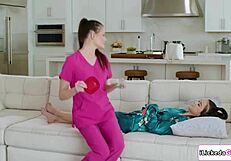 Busty Masseuse EATS PUSSY to Make Client MOAN Wildly