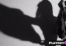 Sweet blonde Brittney Shumaker dances stripping lingerie big tits Playboy photoshoot