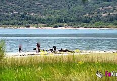 Natalii Quinn hunts cock voyeur style at Madrid reservoir