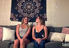 Blonde Lesbians Katie Kush And Kenzie Madison Scissor And Lick Petite Trimmed Pussies!