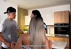 uh stepmom catched me n her bf fuckin... kitchen 3some got her pregnant!!