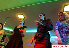 Bent-over Euro babes at the party—want their cum-filled mouths?