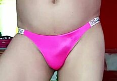 femboy sways seductively in sheer intimate lingerie