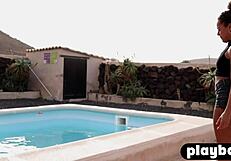 perfect ass black teen agatha strips outdoor flashing her round booty in lingerie