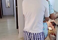 Curvy latina milf big ass bent over fucked in kitchen fridge surprise