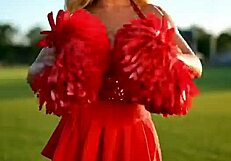 i can't stop teasing in my cheerleader pom poms
