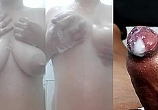 check out my small dick cumshots and my girl's wet pussy masturbation