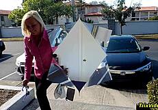 blonde milf paris teases with lingerie fingering her shaved pussy before riding cock to squirting orgasm