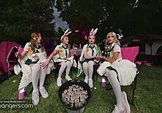 three teen scouts in uniforms beg for our cocks in wild camping orgy fuckfest