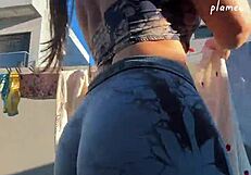 cousin big ass shakes in tight latina leggings tease