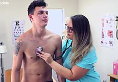 alluring chubby nurse rose lareine with big natural tits fucks lucky patient pussy pounding in hospital