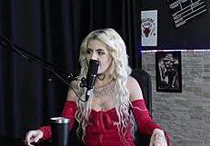 blonde bisexual swinger kyra sex in sheer red lingerie gets fired for fucking pastor's room slut