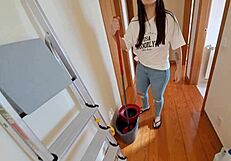 Latina Maid's Creamy Pussy Seduced in Jeans Massage