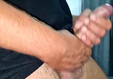 solo guy moans loudly jerking enormous cock for immense pov cumshot and intense orgasm
