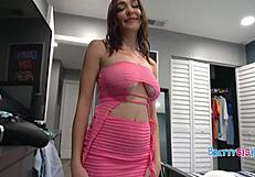 street teen rides cowgirl with natural big tits bouncing out