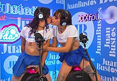 Lesbian Duo Rides Fuckmachine to Orgasm on Juan Bustos Podcast