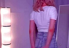 this blonde girl busts out her smooth webcam dance moves