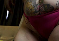 77-year-old tattooed granny gapes on huge bbc rough anal