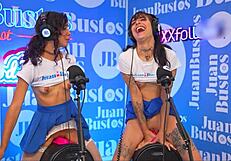 Lesbian Duo Rides Fuckmachine to Orgasm on Juan Bustos Podcast