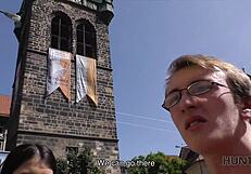 skinny czech teen babe bends for cash doggystyle pussy fuck