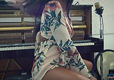 big booty ebony harley dean strips lingerie in studio but will she rip clothes next?