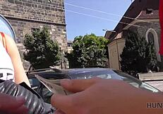 skinny czech teen babe bends for cash doggystyle pussy fuck