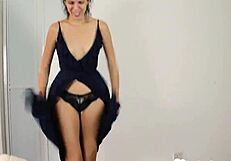 curly brunette milf girlfriend rips clothes strips and deepthroats cock pov