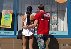 skinny czech teen babe bends for cash doggystyle pussy fuck