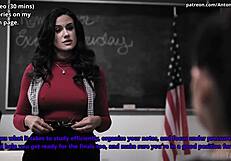 Surrendering Big Ass Cheerleader Teen to Teacher's Son Cumshot