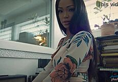 big booty ebony harley dean strips lingerie in studio but will she rip clothes next?