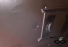 Young Wife in Lingerie Bent Over Gloryhole at Swingers House Taking Loads