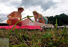 blondes flash no panties under skirts outdoors on haul day