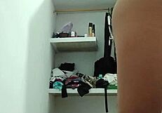 I stripped nervously in front of the camera while my teacher watched closely